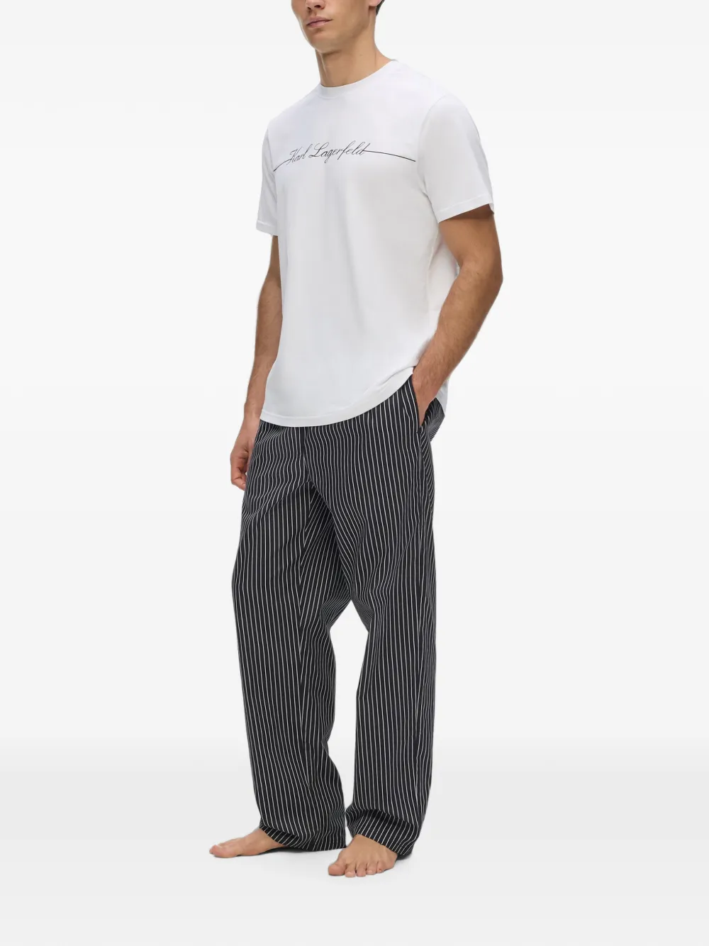Karl Lagerfeld Hotel Karl gestreepte pyjama Wit