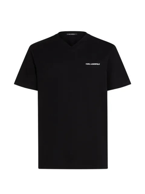 Karl Lagerfeld logo-print V-neck T-shirt