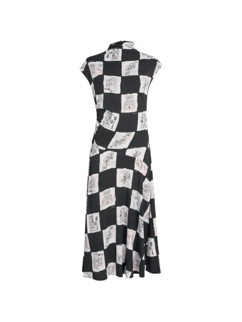 Karl Lagerfeld checkerboard-print gathered midi dress