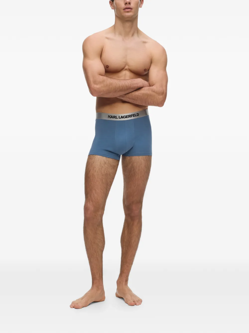 Karl Lagerfeld Drie boxershorts met logoband Blauw