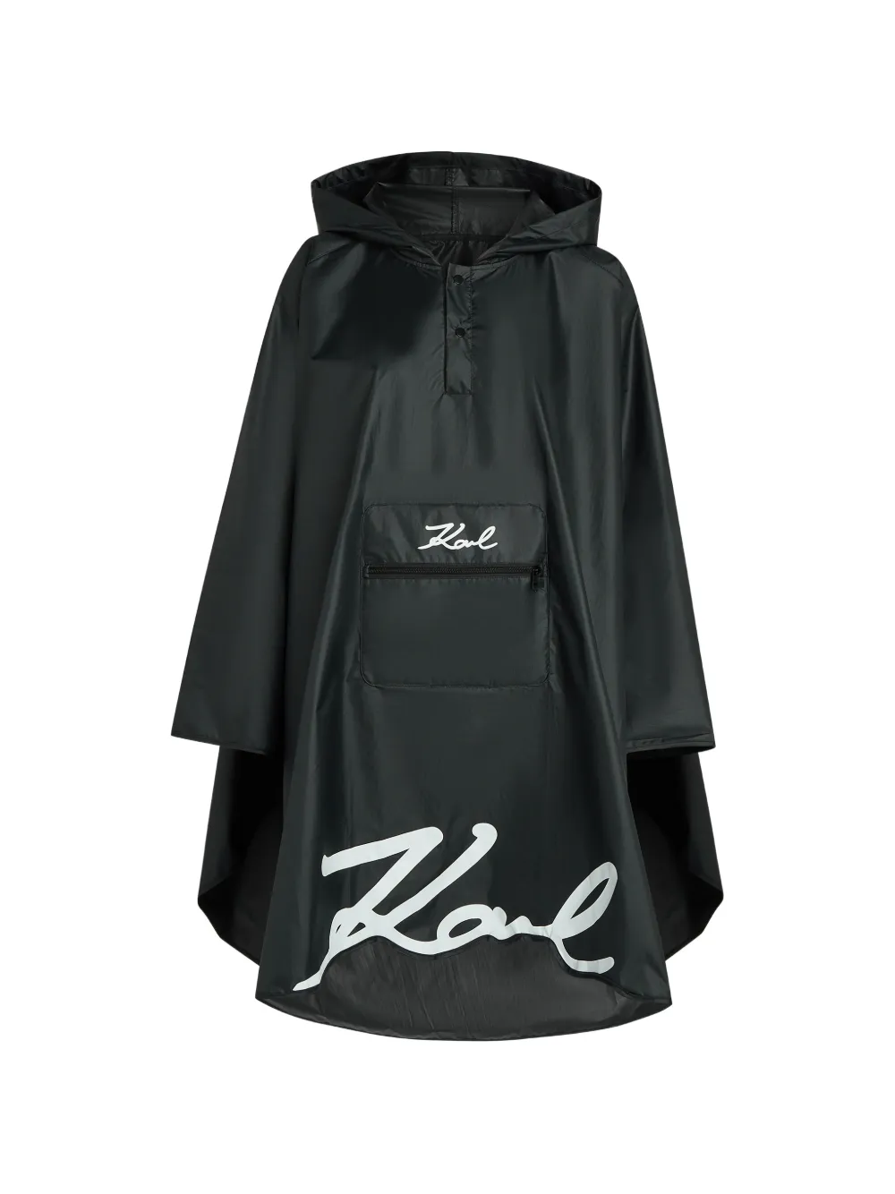 Karl Lagerfeld Poncho con cappuccio - Nero