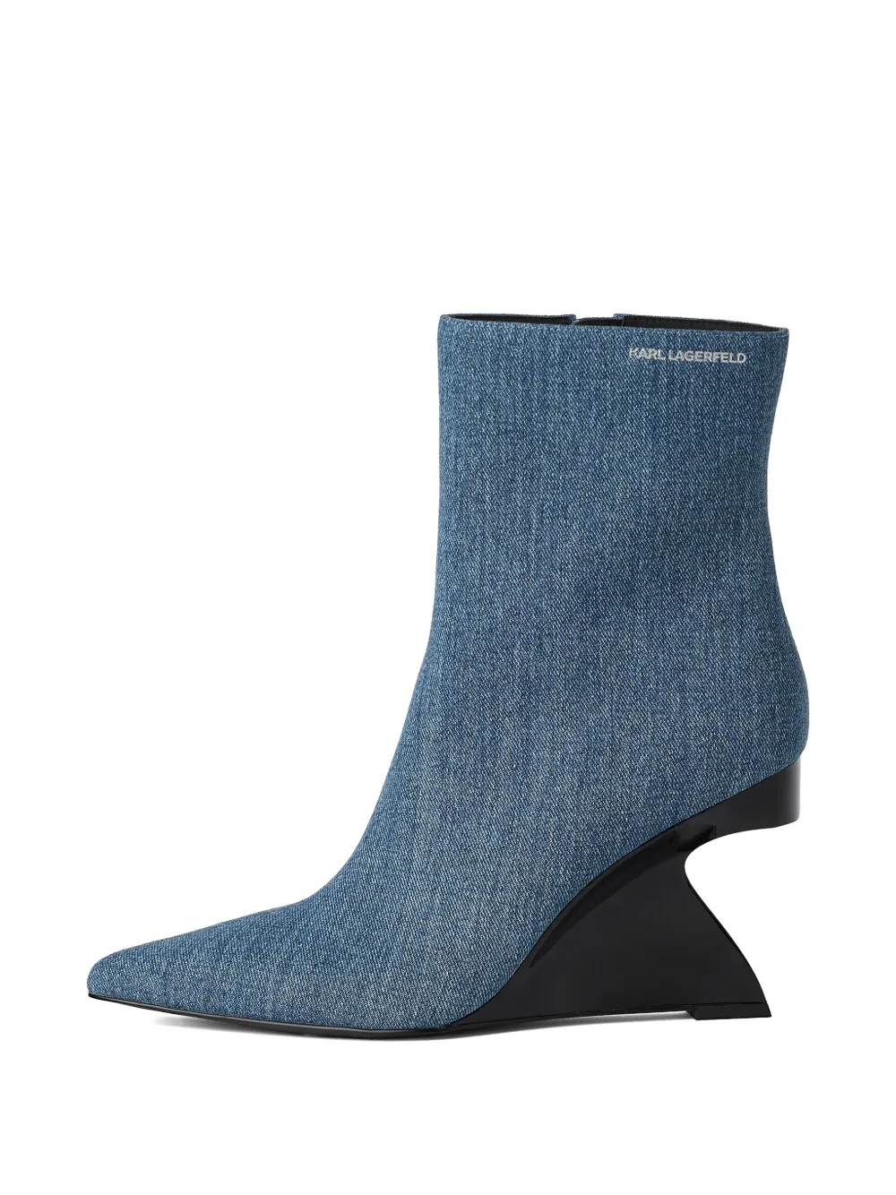 Karl Lagerfeld Jeans Skulpturale Jeans-Stiefel mit Wedge - Blau