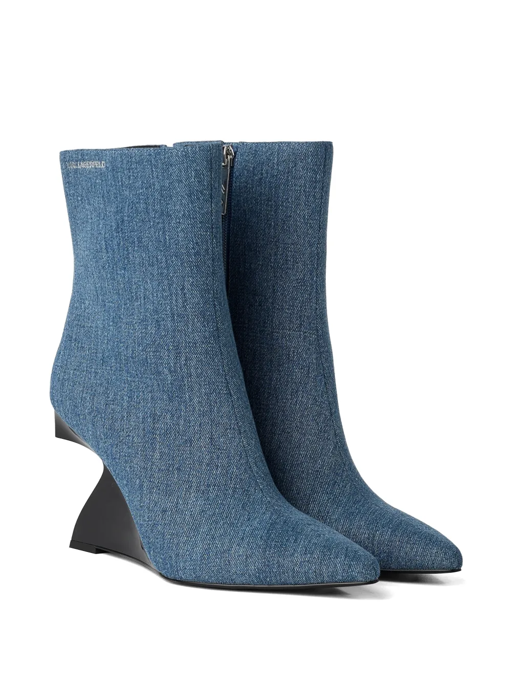 Karl Lagerfeld Jeans Denim laarzen met sculpturale sleehak Blauw