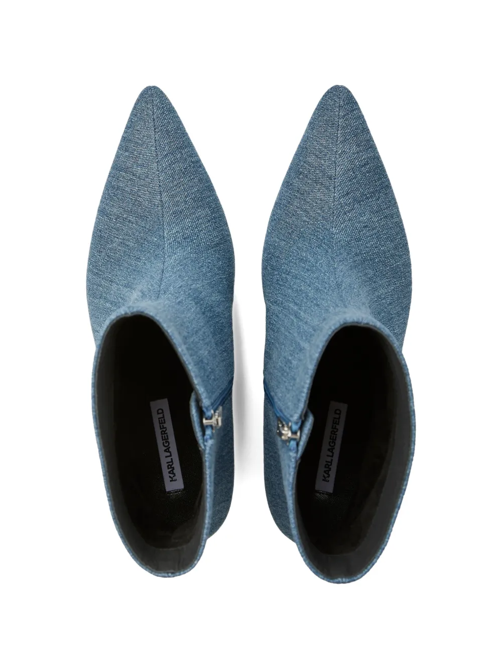 Karl Lagerfeld Jeans Denim laarzen met sculpturale sleehak Blauw