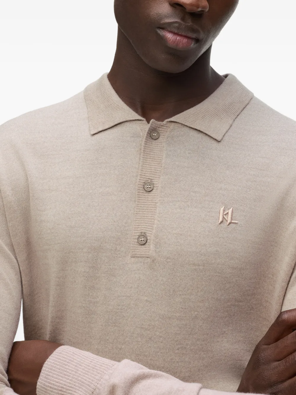 Karl Lagerfeld Poloshirt met lange mouwen Beige