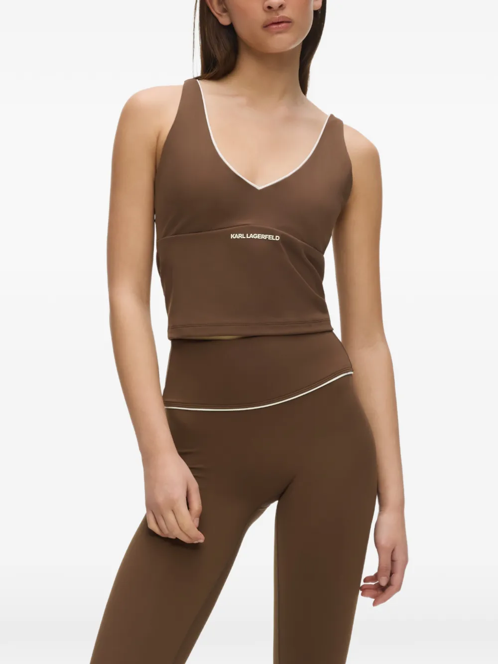 Karl Lagerfeld Top met contrasterende afwerking Bruin