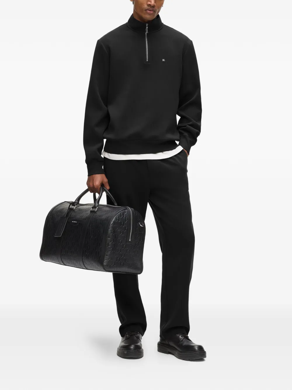 Karl Lagerfeld Sweater met logoplakkaat en rits Zwart