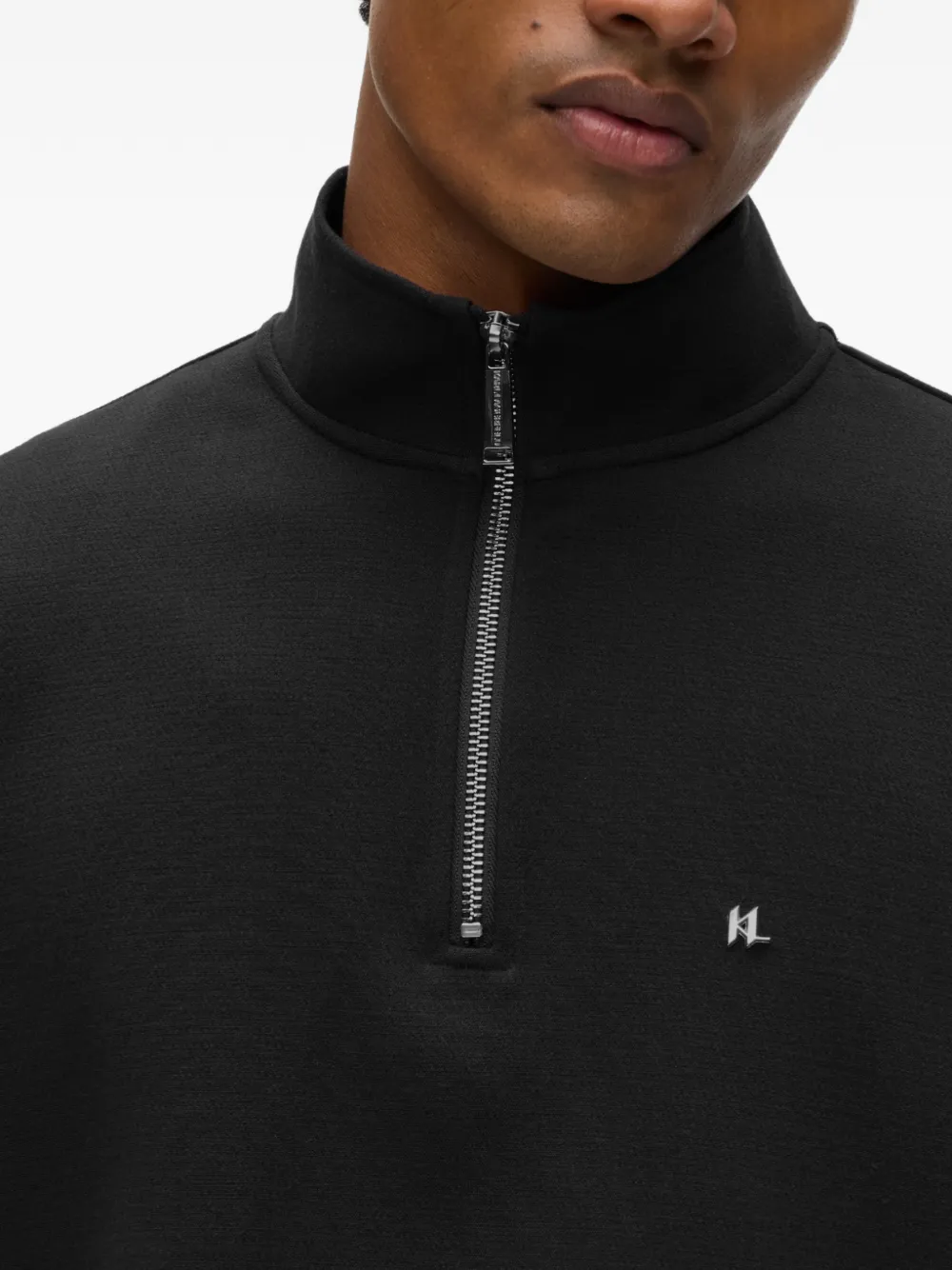Karl Lagerfeld Sweater met logoplakkaat en rits Zwart