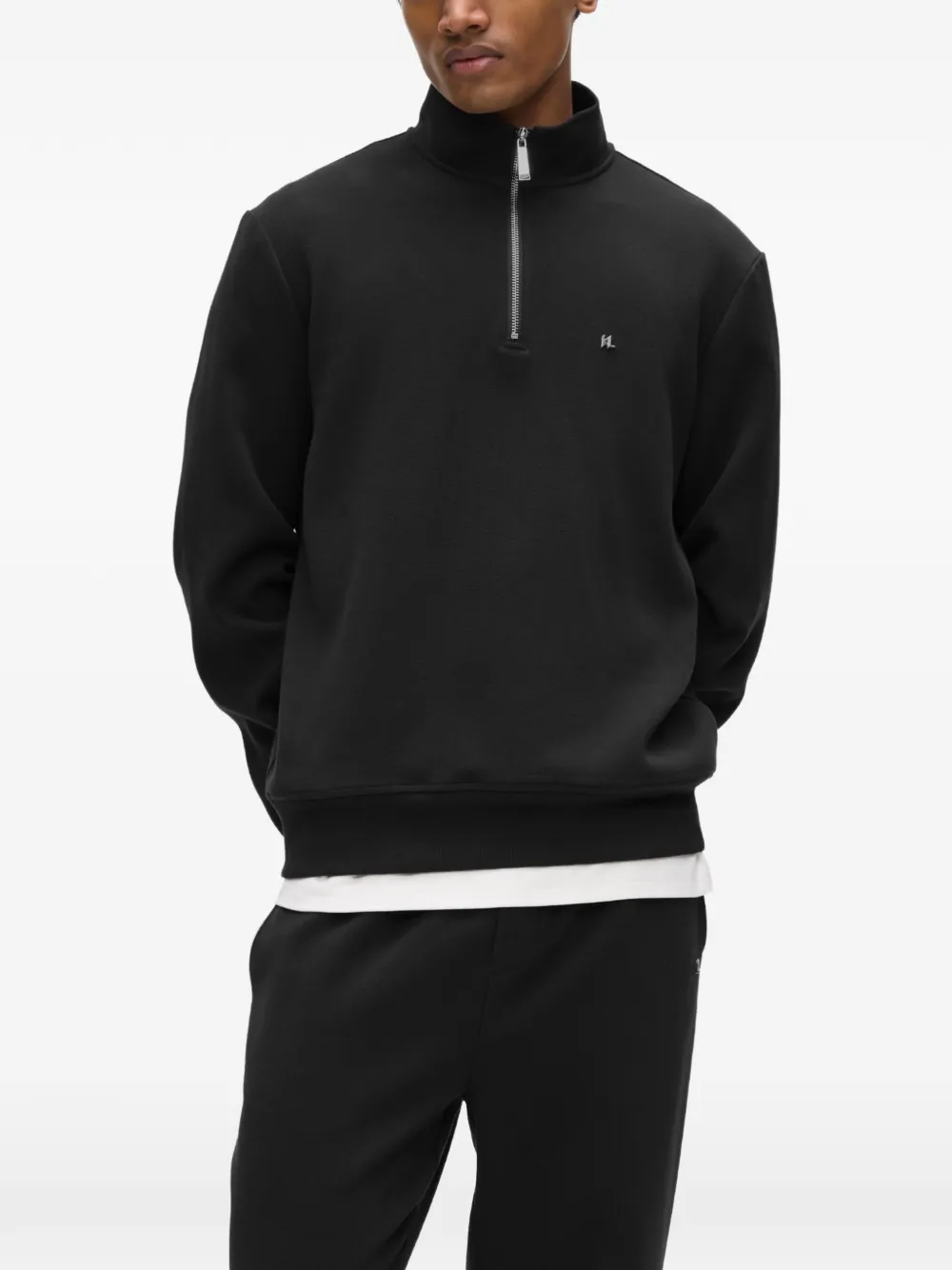 Karl Lagerfeld Felpa con zip e logo - Nero