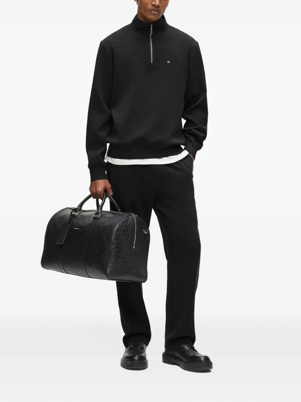 Karl Lagerfeld Sweater met logoplakkaat en rits Zwart