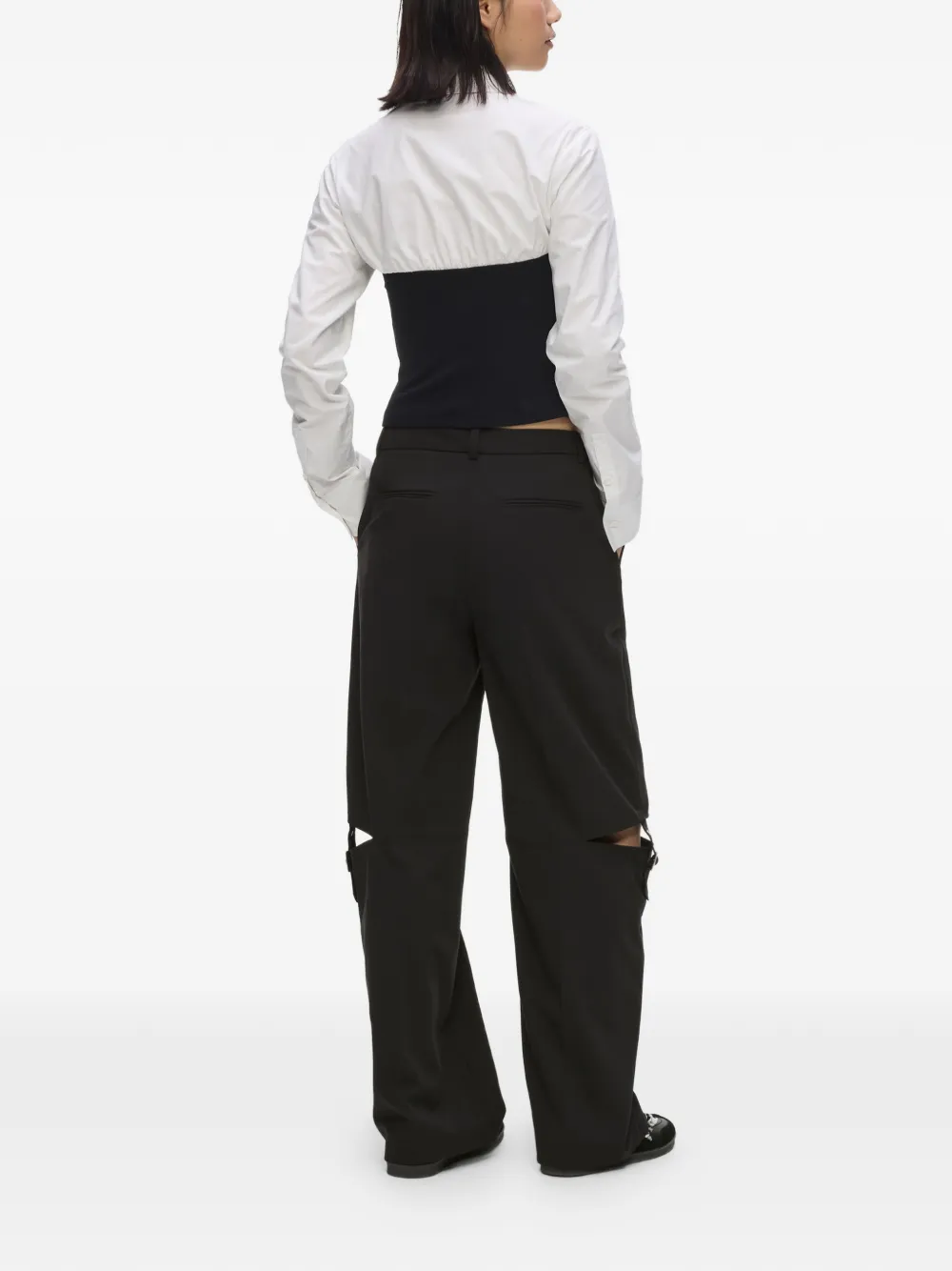 Karl Lagerfeld Jeans Broek met gespsluiting en uitgesneden details Zwart