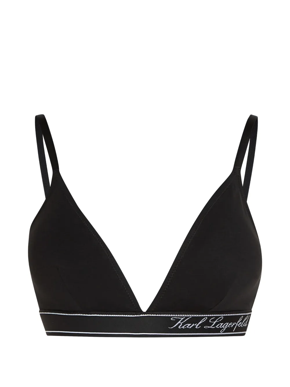 Karl Lagerfeld Hotel Karl stripe cotton bralette - Schwarz