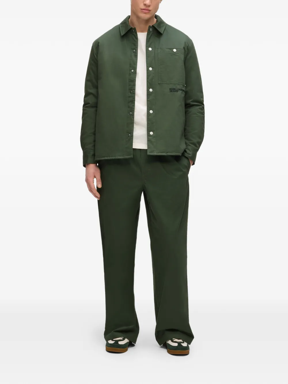 Karl Lagerfeld Jeans Shirtjack met geborduurd logo Groen