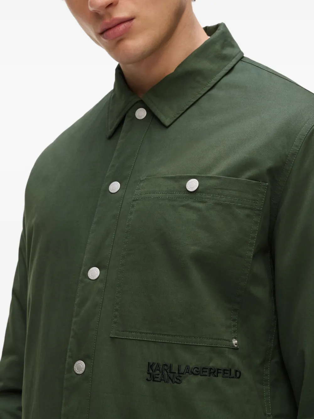 Karl Lagerfeld Jeans Shirtjack met geborduurd logo Groen