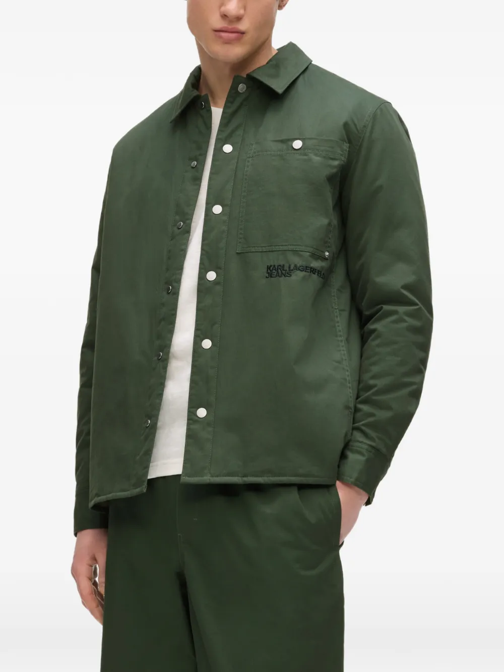 Karl Lagerfeld Jeans Shirtjack met geborduurd logo Groen