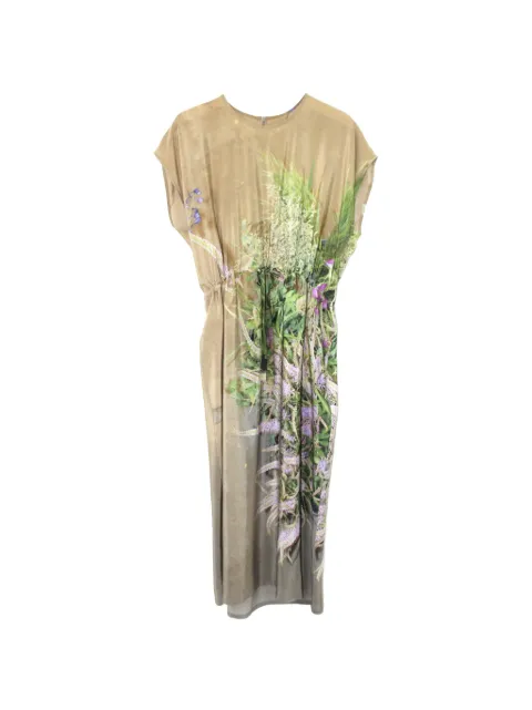 Anntian floral-print drawstring silk midi dress