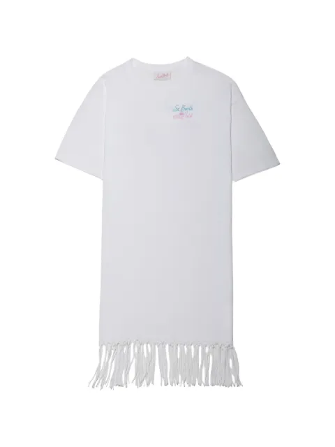 MC2 Saint Barth vestido corto con estampado del logo y flecos