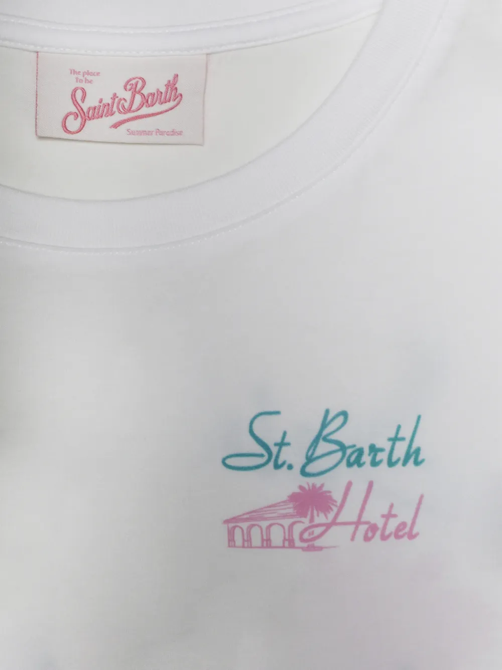 MC2 Saint Barth Mini-jurk met logoprint en franje Wit