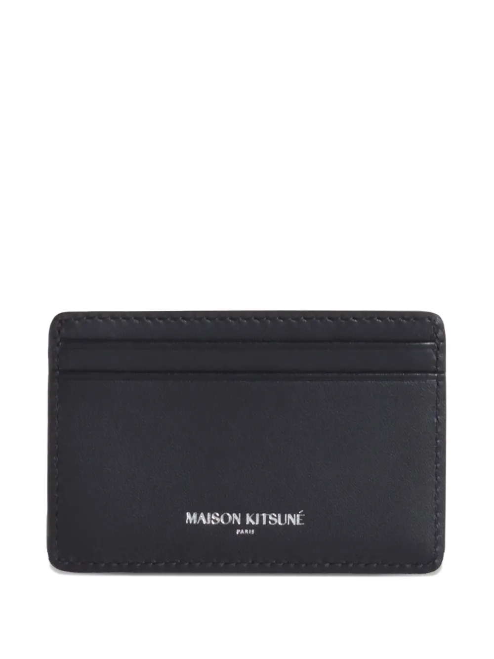 Maison Kitsuné Paris logo-print leather cardholder - Nero