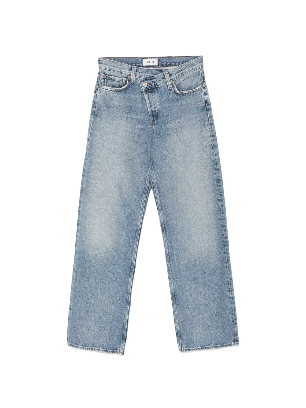 AGOLDE Arc crossover-waist whiskered jeans - Blu
