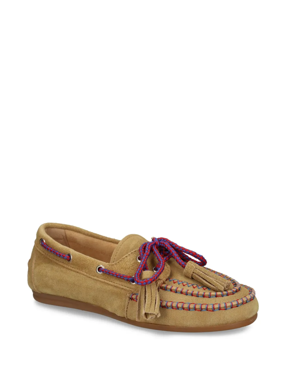 Posa tassel lace-up boat loafers Beige