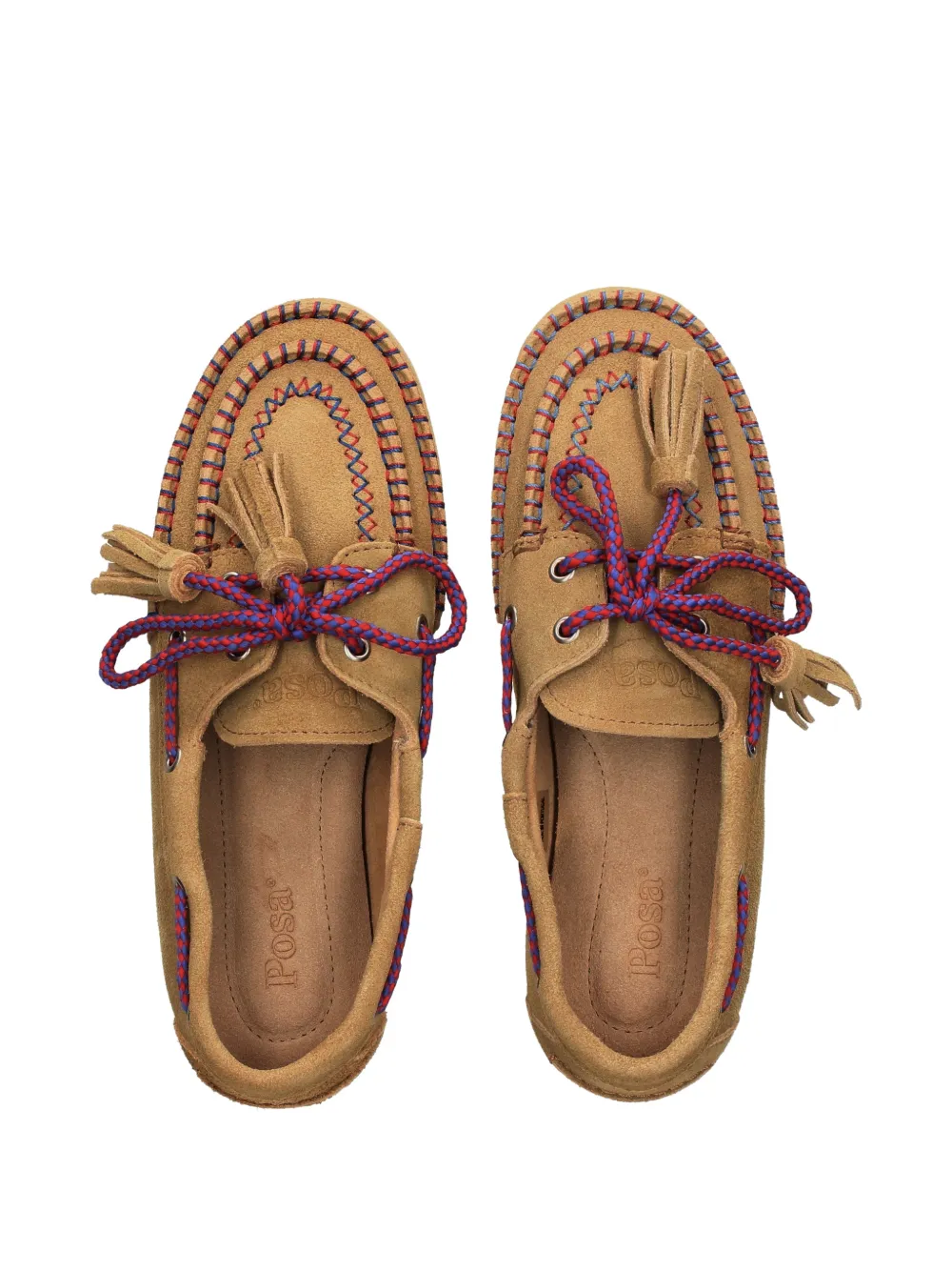 Posa tassel lace-up boat loafers Beige