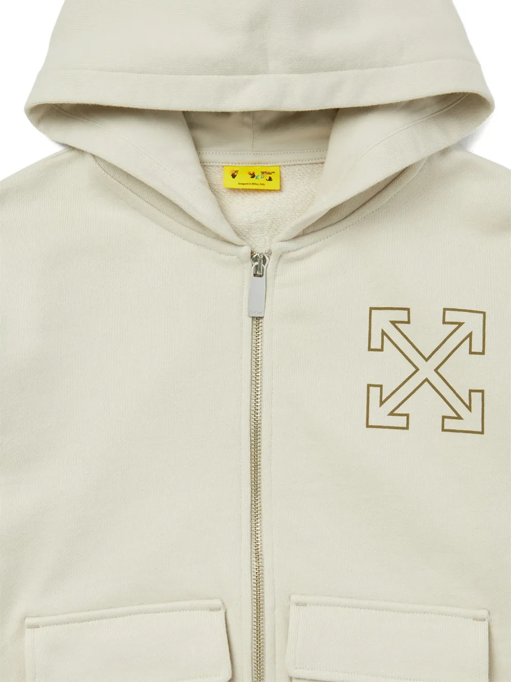 Off-White Kids Hoodie met grafische Arrow-print en zak Beige
