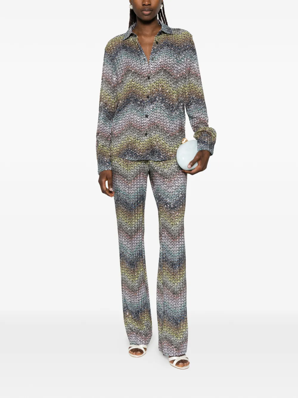 Missoni Flared broek met pailletten Blauw