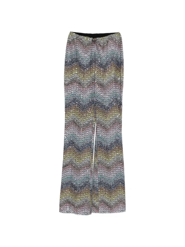 Missoni Zigzag-knit Flared Trousers in Blue