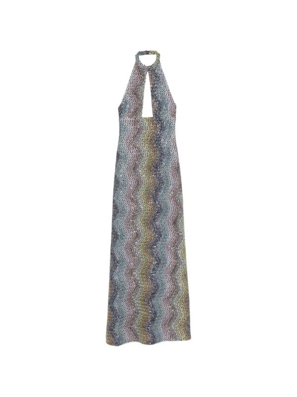 missoni cut out-detail sequinned dress Missoni cut-out Sequined Lamé Maxi Dress | Grey