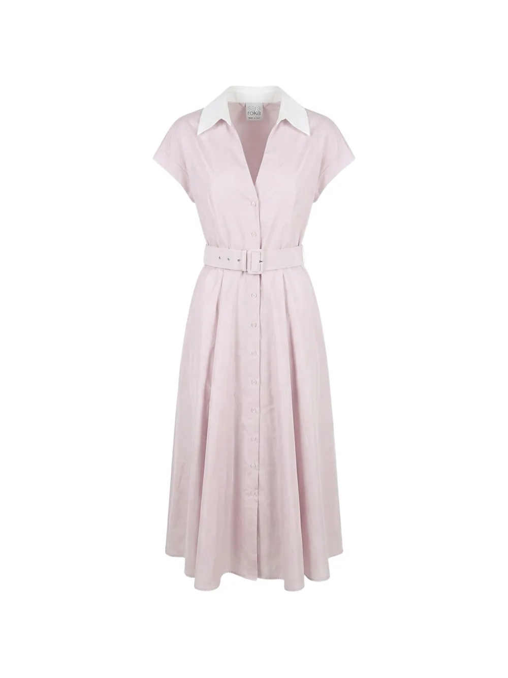 Sara Roka midi Cheri front-buttons belted dress - Rosa