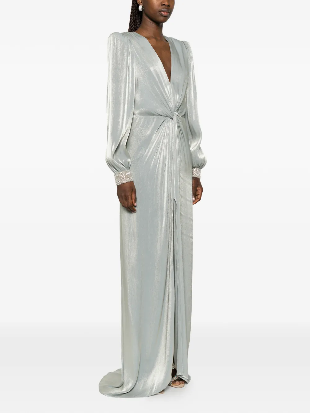 NISSA Chiffon maxi-jurk met gedraaid detail Groen
