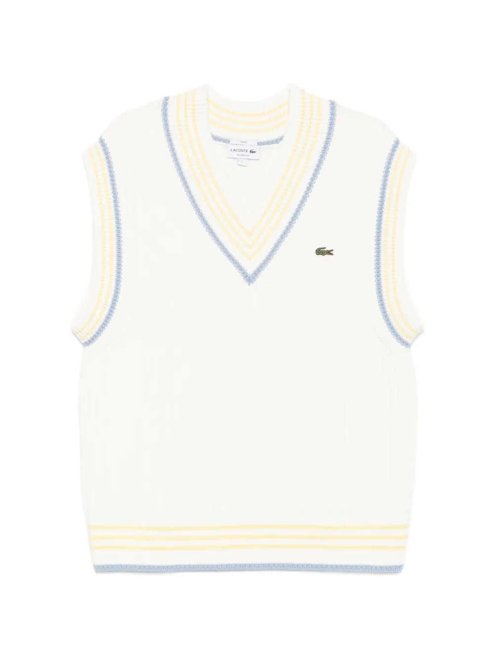 Lacoste striped-trim ribbed-knit vest - Weiß