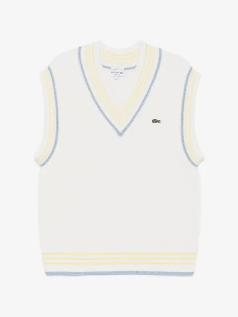 Lacoste chaleco tejido de canalé con ribete de rayas