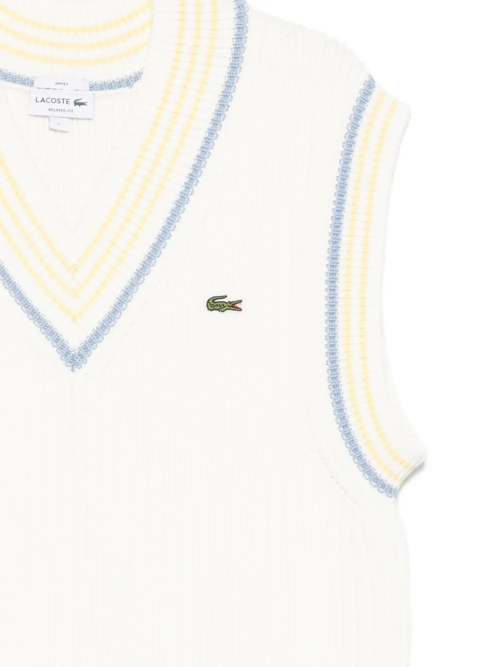 Lacoste Ribgebreide top met gestreepte afwerking Wit
