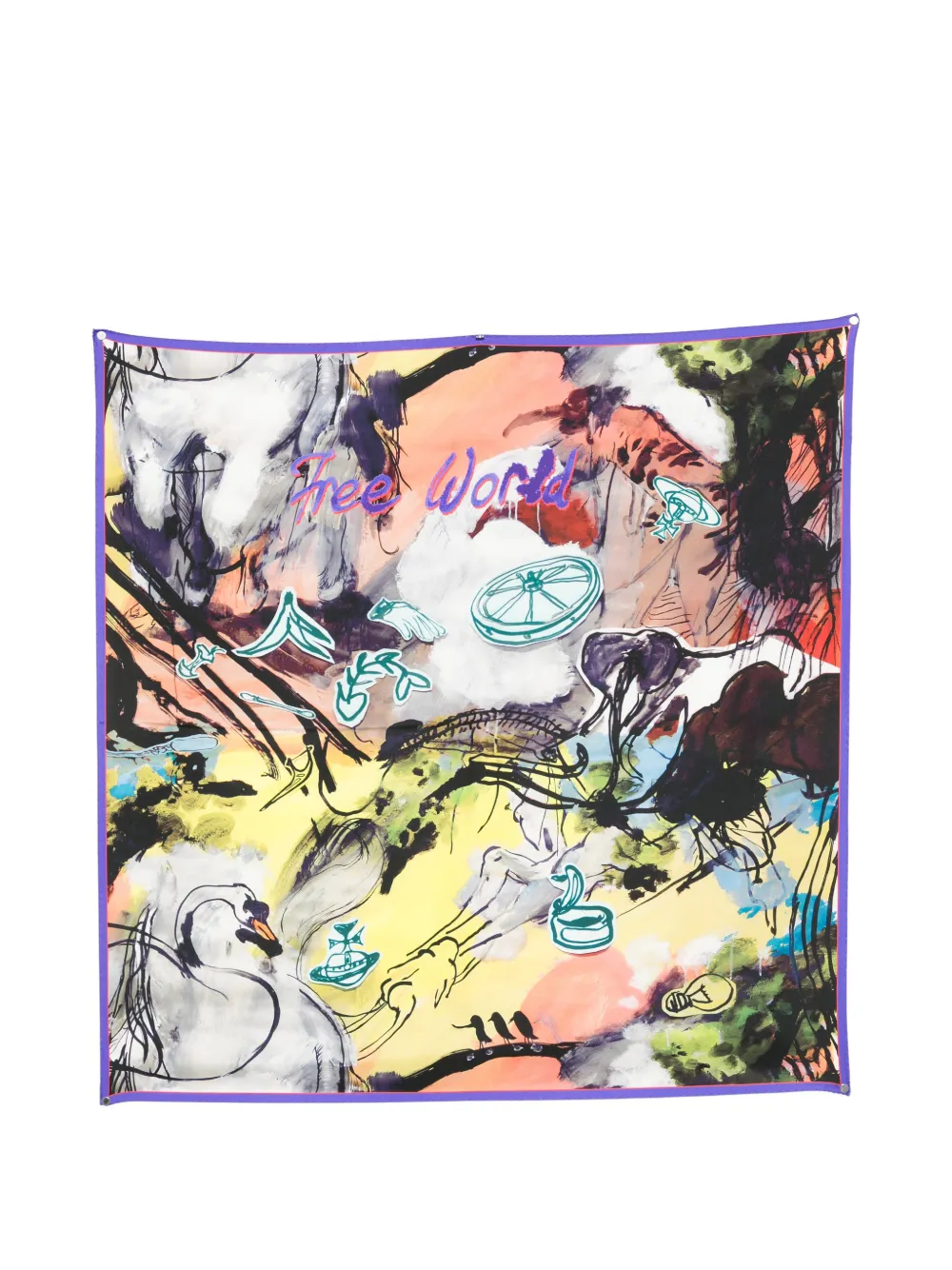 Vivienne Westwood Free World Square Scarf In Multi