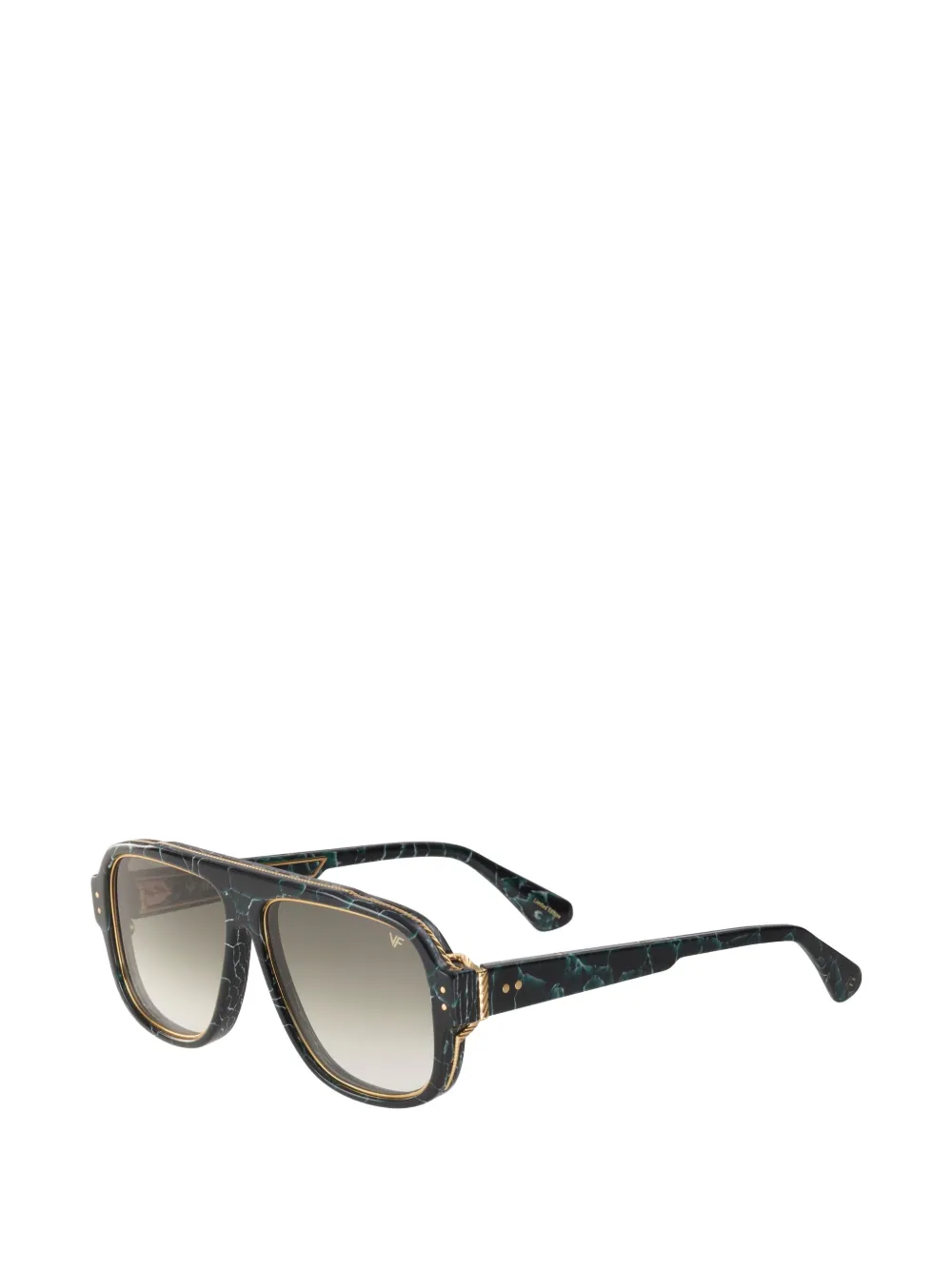Vintage Frames Company Billionaire 2 zonnebril met piloten montuur en marmer-effect Groen