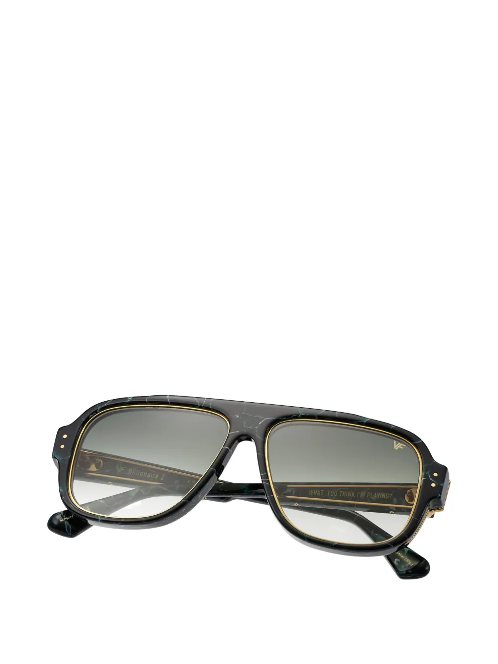 Vintage Frames Company Billionaire 2 zonnebril met piloten montuur en marmer-effect Groen