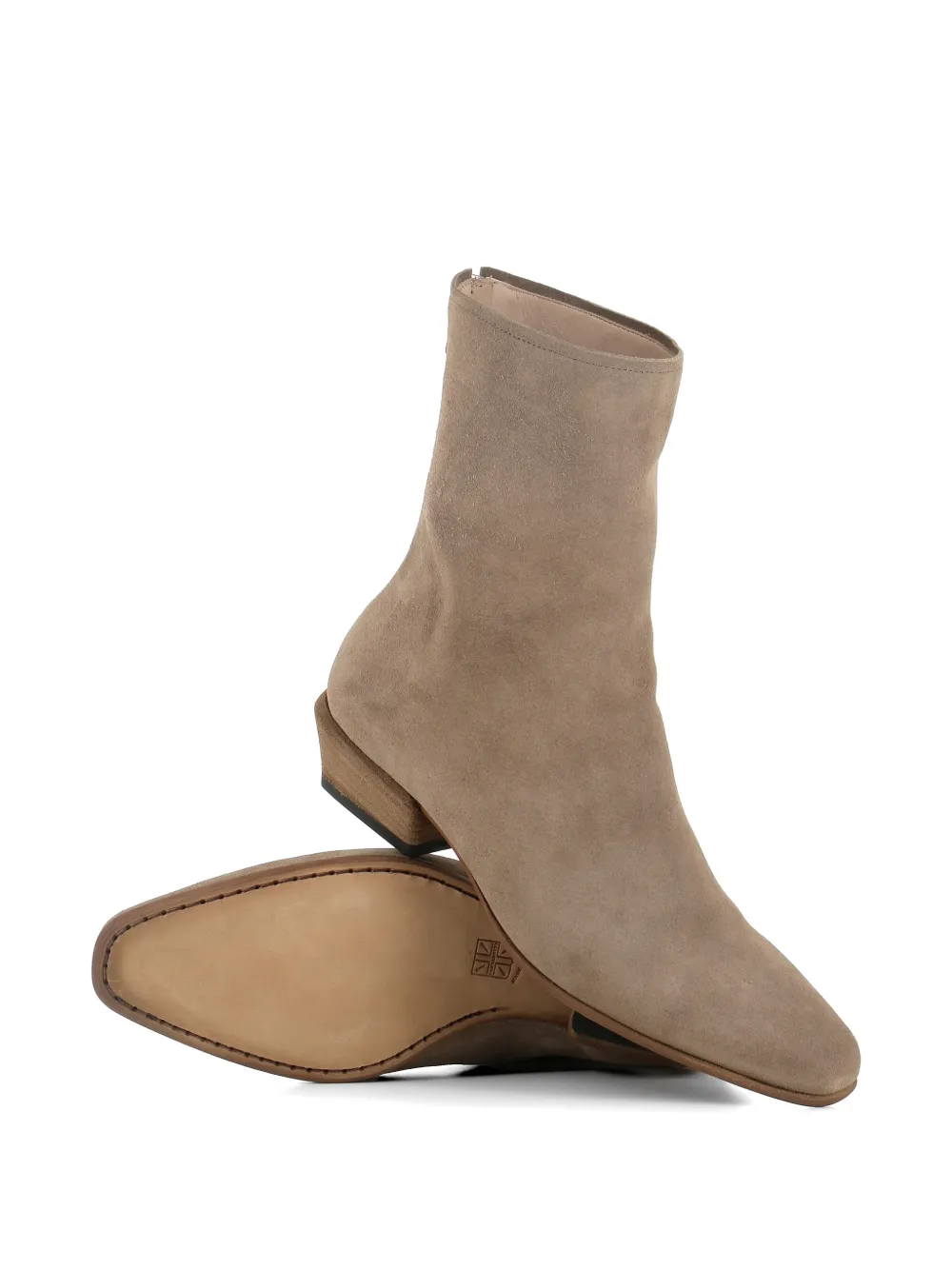 Pantanetti back-zip suede ankle boots Beige
