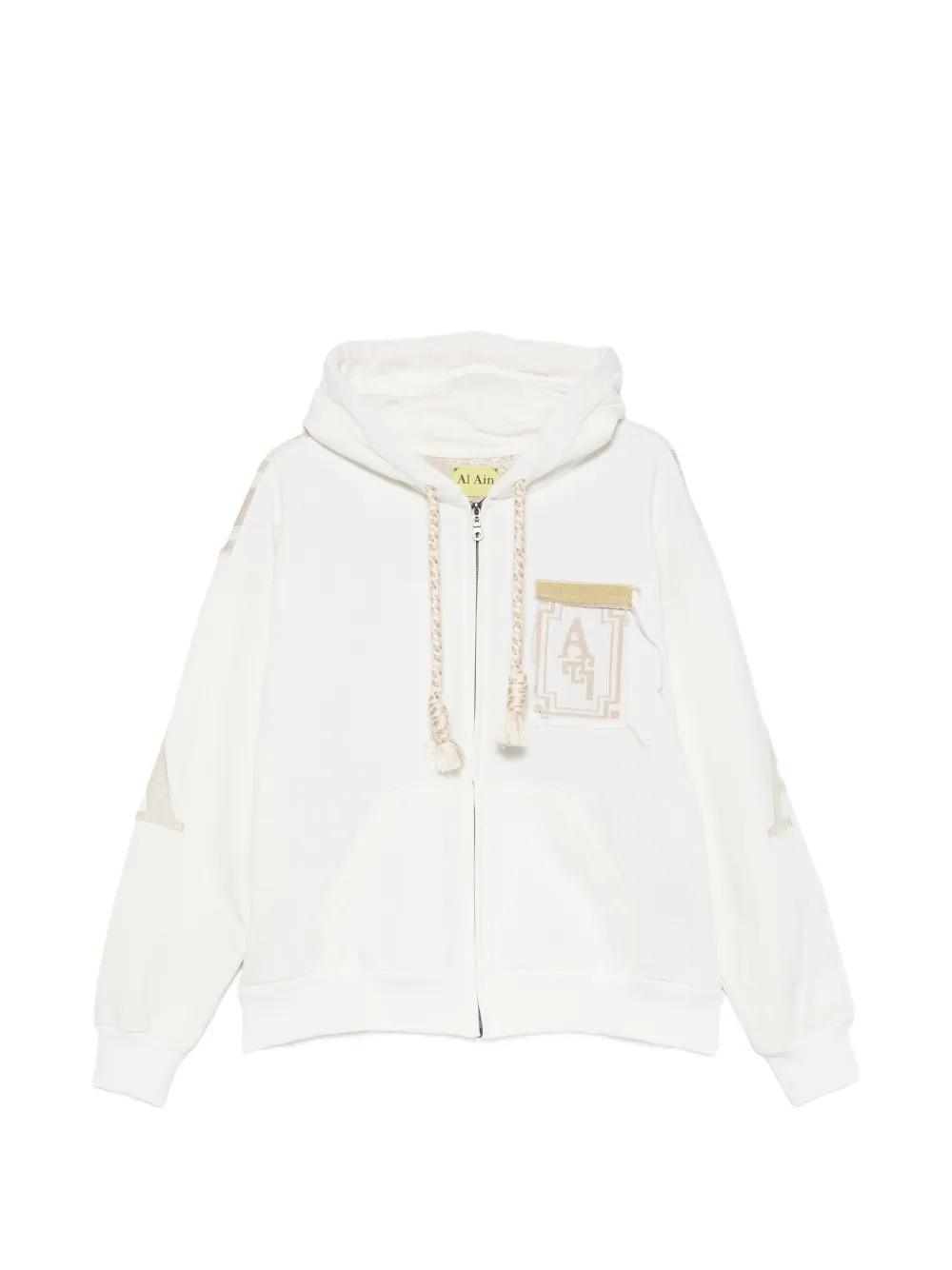 AL AIN logo-patch zip-up hoodie - Toni neutri