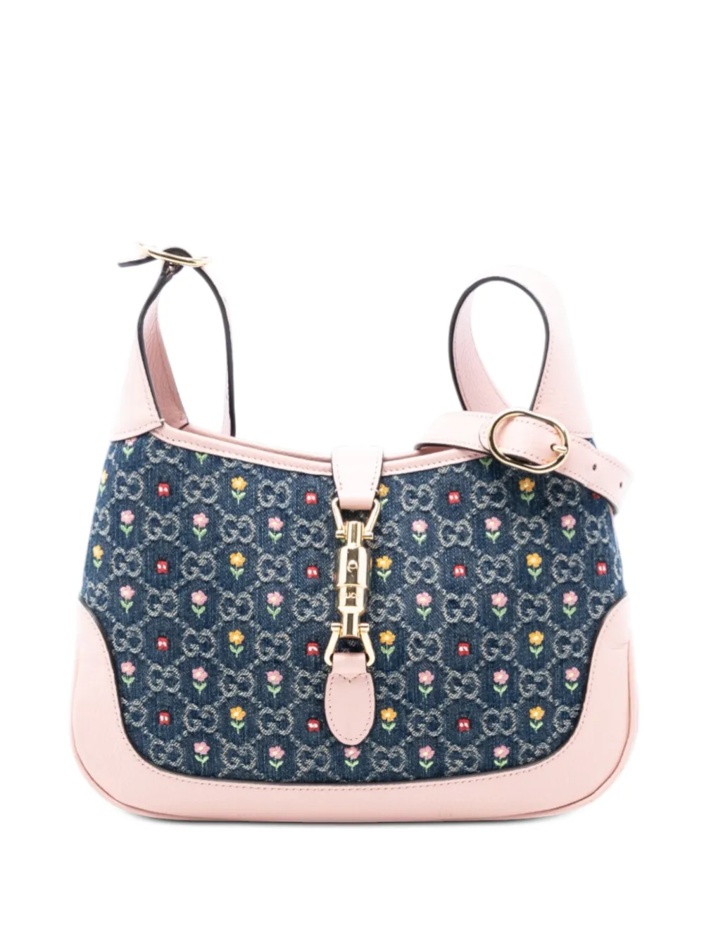 Gucci Pre-Owned Borsa a tracolla Limited Edition Jackie 1961 GG mini in denim con ricamo floreale 2016-2025 - Blu