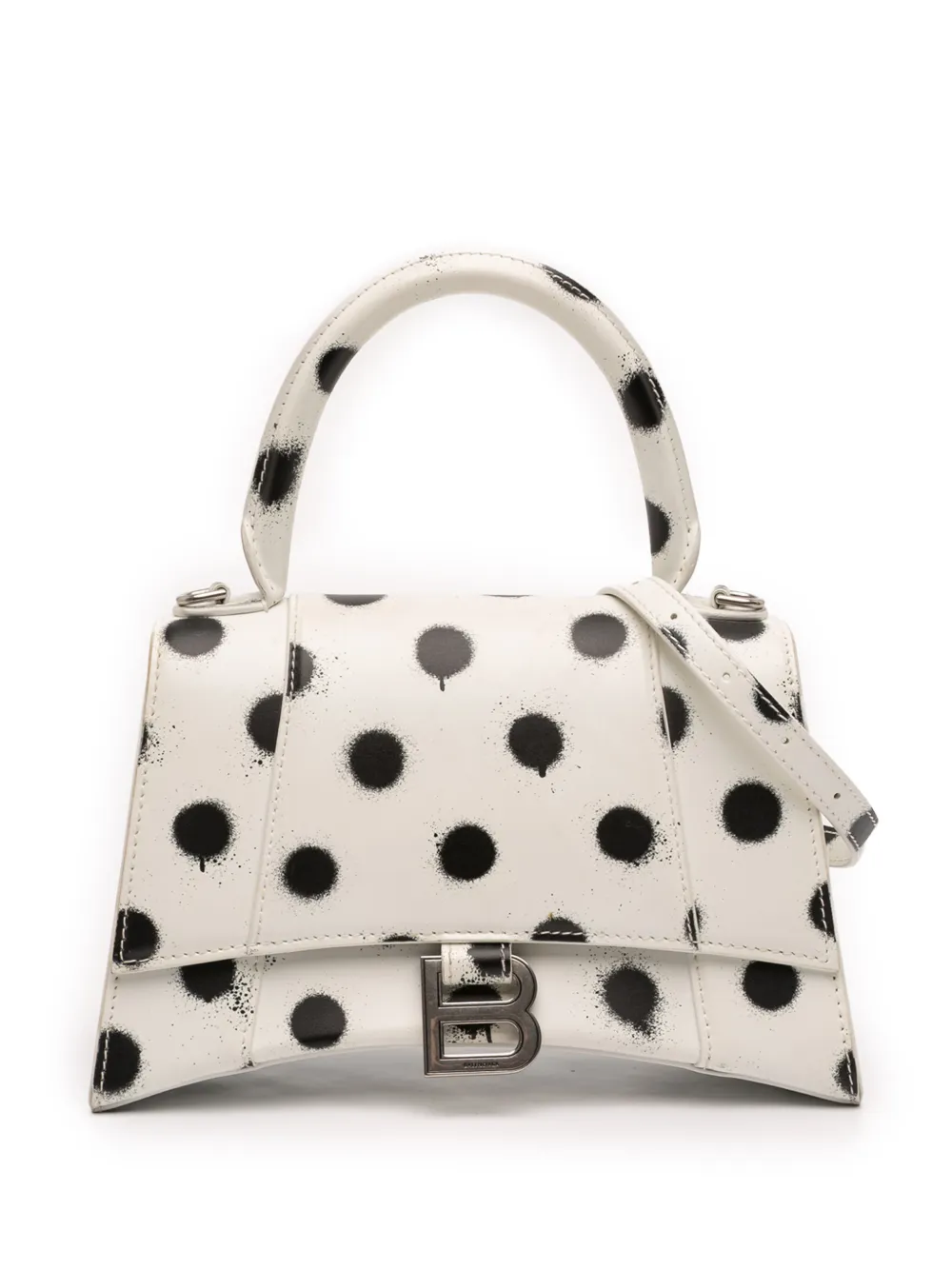 Balenciaga Pre-Owned 2022 Small Smooth Calfskin Sprayed Polka Dot Hourglass satchel - Nero