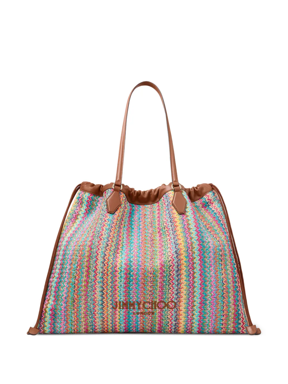 Jimmy Choo Drawstring chevron-knit large tote bag - Toni neutri