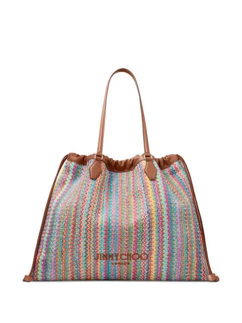 Jimmy Choo Drawstring chevron-knit large tote bag