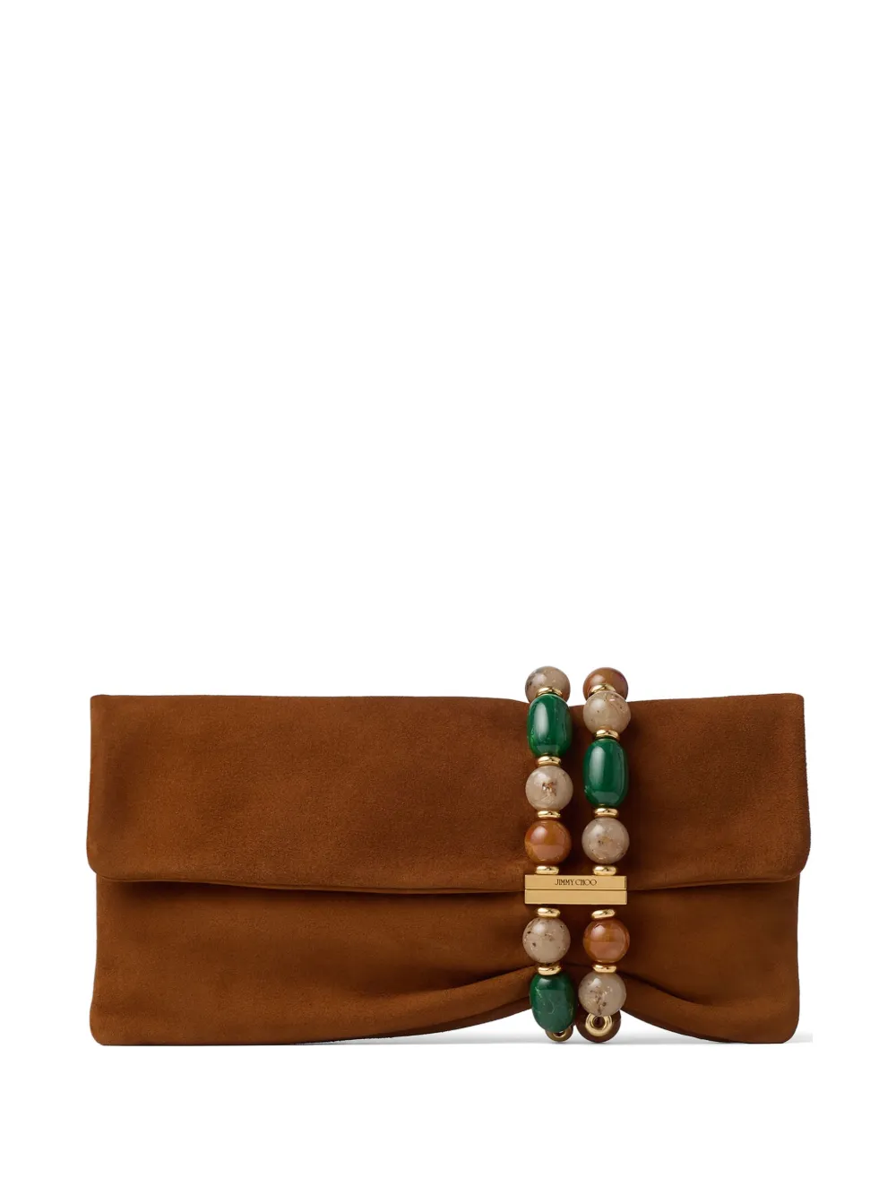 Jimmy Choo Zandra bead-embellished clutch bag - Marrone