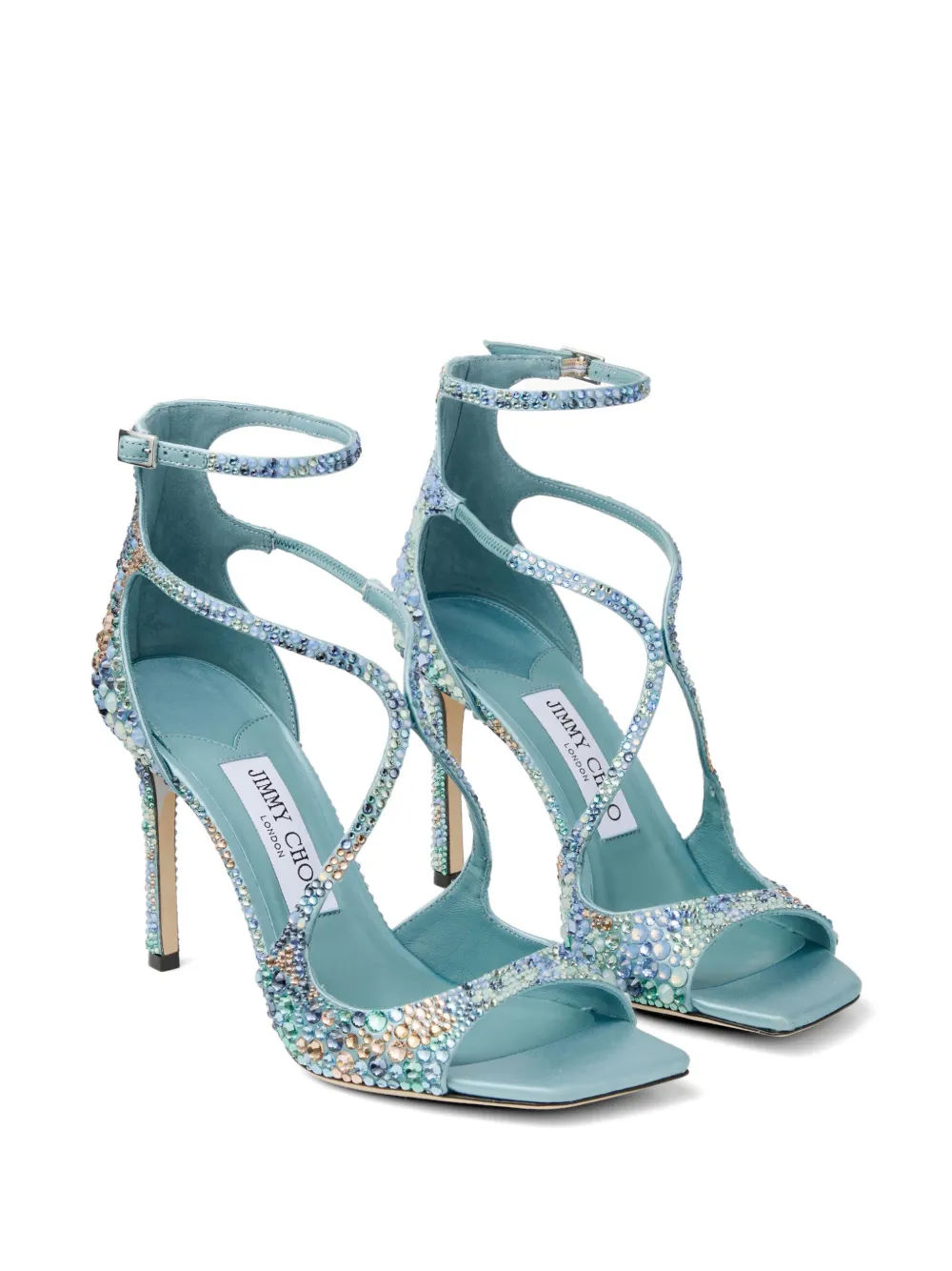 Jimmy Choo Azia 95 crystal-embellished sandals Blauw