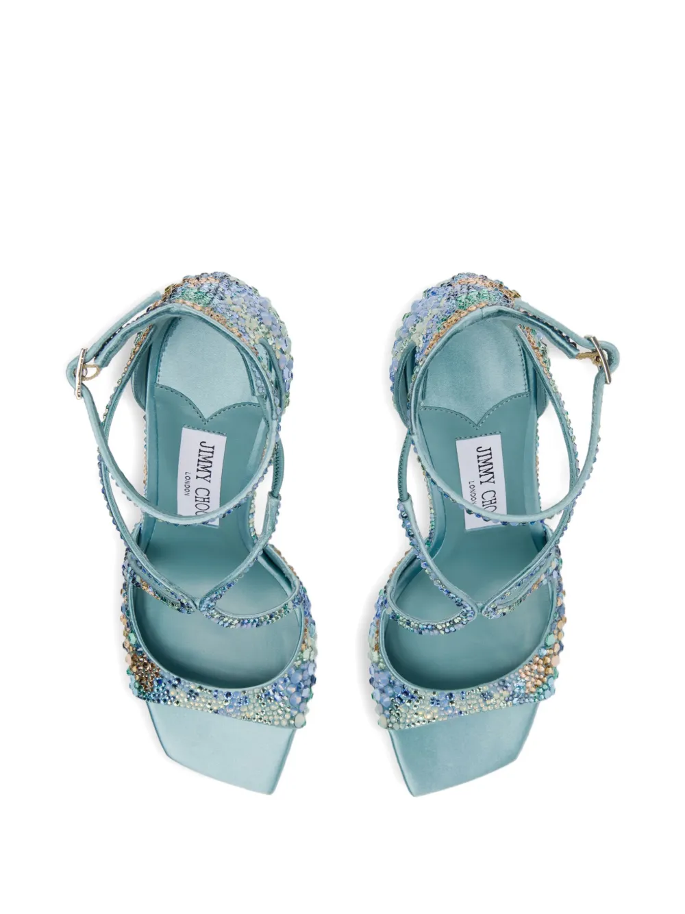 Jimmy Choo Azia 95 crystal-embellished sandals Blauw