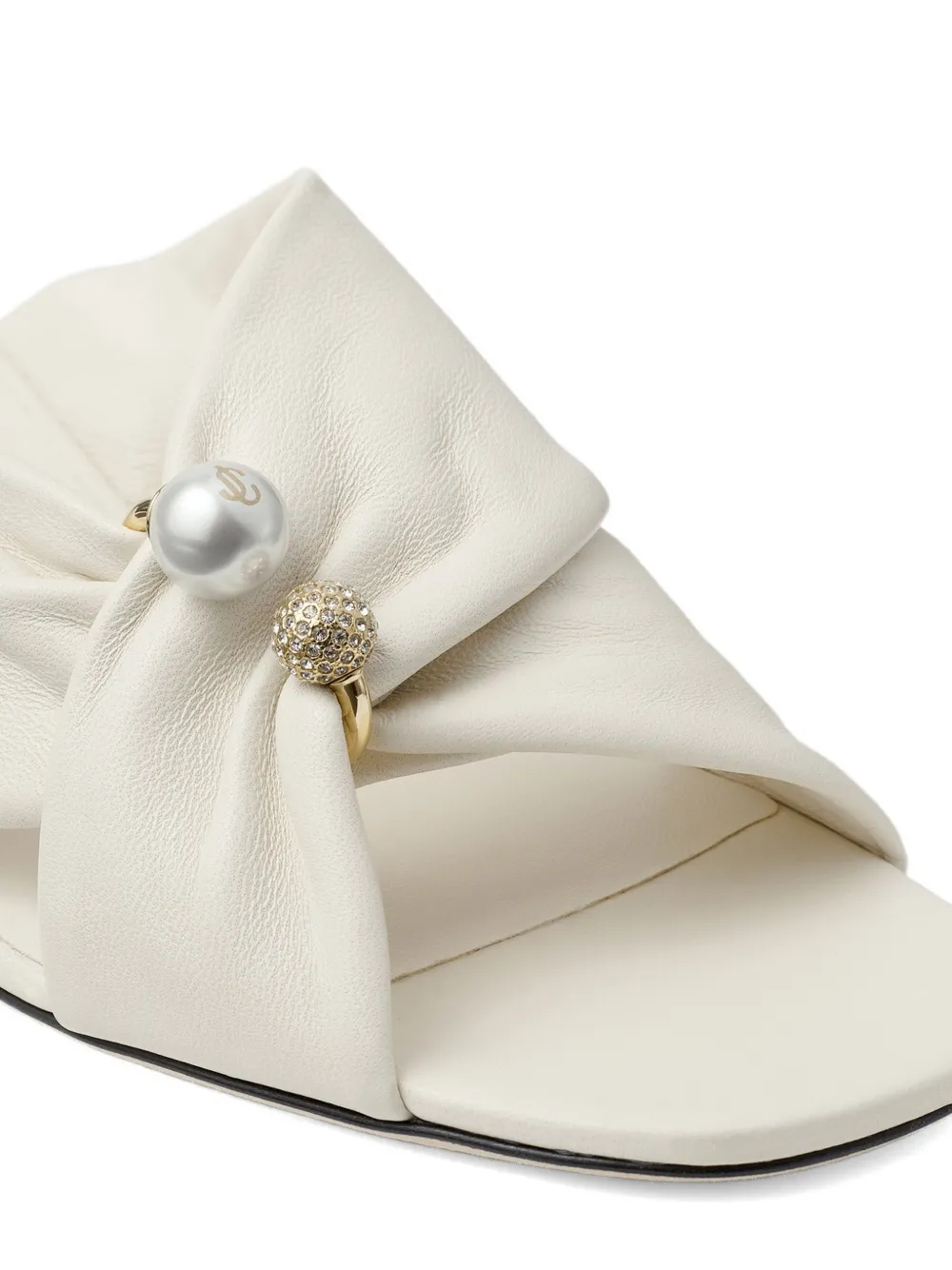 Jimmy Choo Rafi 45 pearl-embellished leather mules Wit