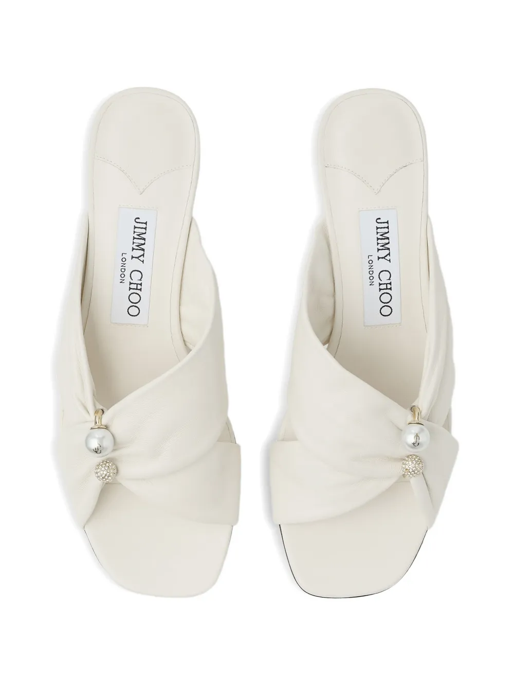Jimmy Choo Rafi 45 pearl-embellished leather mules Wit