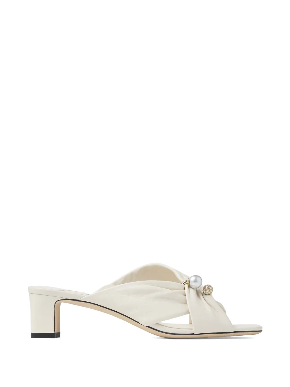 Jimmy Choo Rafi 45 pearl-embellished leather mules Wit